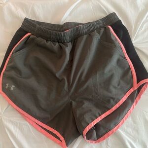 Under Armour Gray and Coral Athletic Shorts Lightweight Moisture-Wicking